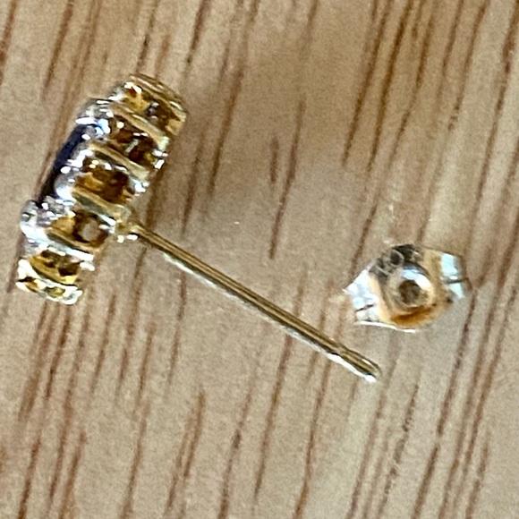 12k Gold Genuine Sapphire Diamond & Sterling Silver Red Envelope Earrings - Picture 6 of 9